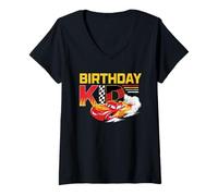 Womens Disney & Pixar's Cars Birthday Kid Lightning McQueen V-Neck T-Shirt