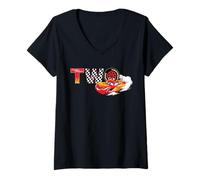 Womens Disney & Pixar's Cars Numbers 2 Second 2nd Birthday Party V-Neck T-Shirt