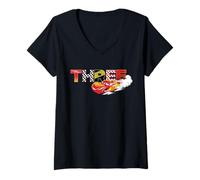 Womens Disney & Pixar's Cars Numbers 3 Third 3rd Birthday Party V-Neck T-Shirt