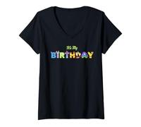 Womens Disney & Pixar's Monsters, Inc. It's My Birthday Party Gift V-Neck T-Shirt