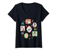 Womens Disney Princess Coquette Holiday Picture Frames Christmas V-Neck T-Shirt