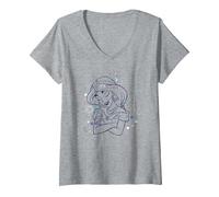 Women's Disney Princess Jasmine Constelation V-Neck T-Shirt, Heather Grey, X-Large