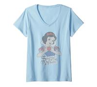 Womens Disney Princess Snow White Holding An Apple V-Neck T-Shirt