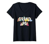 Womens Disney Princess Squad Grandpa Family Trip Vacation Reunion V-Neck T-Shirt