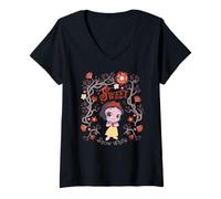 Womens Disney Princess Sweet Snow White Chibi V-Neck T-Shirt
