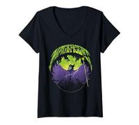 Womens Disney Sleeping Beauty Silouhette Maleficent Rock Theme V-Neck T-Shirt