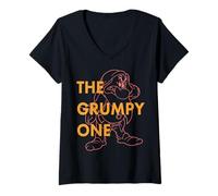 Womens Disney Snow White Dwarf Grumpy The Grumpy One Outlined V-Neck T-Shirt