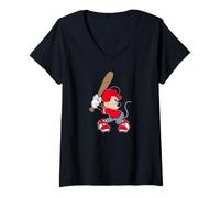 Women's Disney Sports Minnie Mouse Baseball Team Player V-Neck T-Shirt