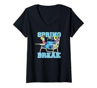 Women's Disney Stitch Beach Chair Chill Spring Break V-Neck T-Shirt