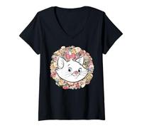 Womens Disney The Aristocats Marie Floral Portrait V-Neck T-Shirt