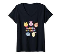 Womens Disney Winnie The Pooh Group Shot Happy Easter Balloons V-Neck T-Shirt