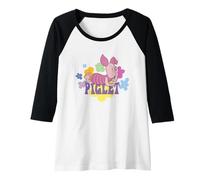 Womens Disney Winnie The Pooh Piglet Pastel Flowers Raglan Baseball Tee