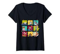 Womens Disney Zootopia 2 Illustrated Characters Grid V-Neck T-Shirt