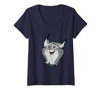 Womens Disney Zootopia 2 Pawbert Lynx Big Face Halloween Costume V-Neck T-Shirt