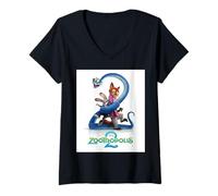 Womens Disney Zootropolis 2 Teaser Poster Art with Nick Judy & Gary V-Neck T-Shirt
