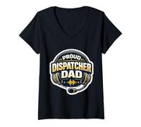 Women's Dispatcher Dad 911 First Responder Proud Father's Day Papa V-Neck T-Shirt