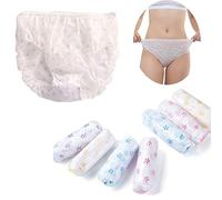 Women's Disposable Nonwoven Underwear Ladies Briefs Paper Printing Panties for Travel Hotel Spa Hospital Stays Emergencies(7pcs,L)
