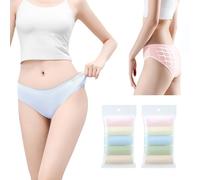 Women's Disposable Underwear For Travel Colorful Cotton Panties Ladies Briefs Hotel Spa Hospital Stays Emergencies, Multicolor(pink,yellow,blue,green,apricot)-10pcs, Small