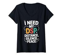 Womens Distance Silence Peace Introvert Girl Introverts Self Care V-Neck T-Shirt