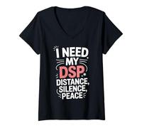 Womens Distance Silence Peace Introvert Girl Introverts Self Care V-Neck T-Shirt