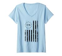 Women's Distressed 1776 Betsy Ross Flag V-Neck T-Shirt