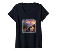 Women's Distressed Alaska Road Trip Biker V-Neck T-Shirt