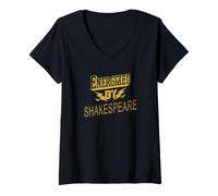 Womens Distressed Energized By Shakespeare Humorous Slogan Joke V-Neck T-Shirt