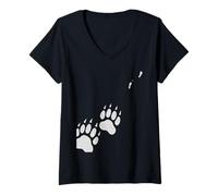 Womens Distressed Exit Pursued Bear Winter Tale Shakespeare Meme V-Neck T-Shirt