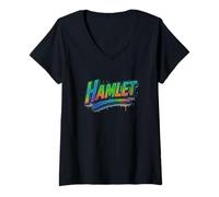 Womens Distressed Hamlet Prince Denmark Shakespeare Title Mem V-Neck T-Shirt
