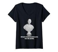 Womens Distressed Julius Caesar Bust Quotation Ancient Rome Joke V-Neck T-Shirt