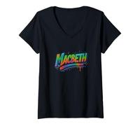 Womens Distressed Macbeth Shakespeare Title Tragedy Play Drama Meme V-Neck T-Shirt