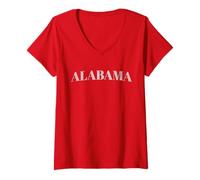 Womens Distressed Style Print Vintage Alabama Lovers V-Neck T-Shirt