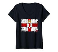 Women's Distressed Ulster Flag Northern Ireland Tee V-Neck T-Shirt