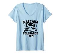 Women's Diva Attitude Mascara Thick Tolerance Thin MUA Introvert V-Neck T-Shirt