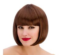 Womens Diva Short Brown Wig With Fringe Halloween