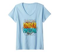 Women's Dive Flag I Work Well Under Pressure Funny Diving V-Neck T-Shirt