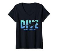 Womens Dive Maldives Diving Diver Souvenirs V-Neck T-Shirt