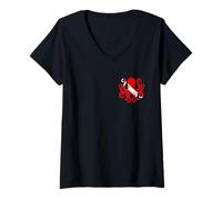 Women's Diver Down Scuba Diving Flag Kraken Squid Silhouette V-Neck T-Shirt