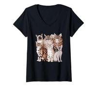 Womens Diverse Cat Breeds Adoration Collection V-Neck T-Shirt