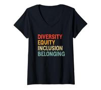 Women's Diversity Equity Inclusion Belonging Inspirational Design V-Neck T-Shirt