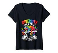 Women's Diversity is a fact Inclusion is an Act Diversity Inclusion V-Neck T-Shirt
