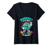 Women's Diversity is a fact Inclusion is an Act Diversity Inclusion V-Neck T-Shirt