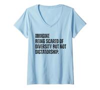 Womens Diversity Over Dictatorship Bold Social Justice Statement V-Neck T-Shirt