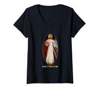Womens Divine Mercy Jesus I Trust in You V-Neck T-Shirt