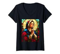 Womens Divine Mother, Virgin Mary, Mother Mary, Holy Virgin. V-Neck T-Shirt