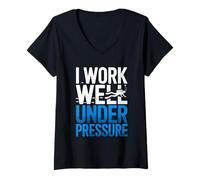 Women's Diving I Work Well Under Pressure Divers Sport Quote Diver V-Neck T-Shirt