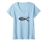 Women's Diving Jesus Fish Scuba Dive Christian Christ Dive Cross V-Neck T-Shirt