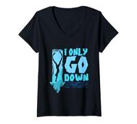Women's Diving Scuba Dive Freediving I Only Go Down V-Neck T-Shirt
