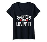 Womens Divorced & Lovin' It Funny Divorce Party Divorcee Men Women V-Neck T-Shirt