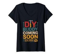 Womens DIY Buddy Coming Soon Baby Announcement 2026 Father's Day V-Neck T-Shirt
